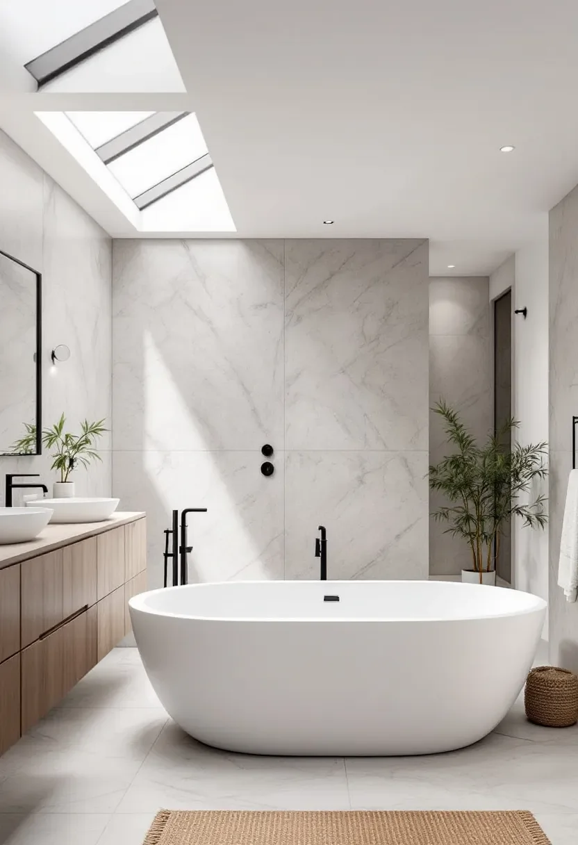 Calm bathroom with natural textures and an airy feel